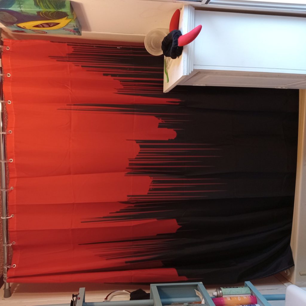 red & black shower curtain set