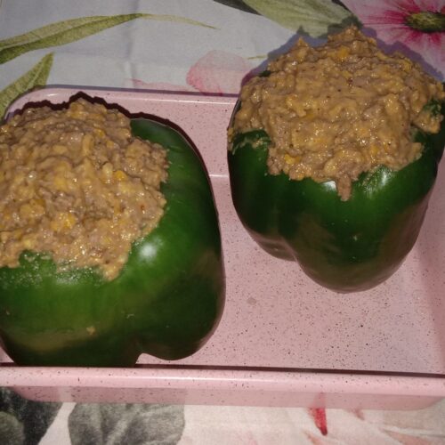 Spicy French Onion Stuffed Peppers stuffed bell peppers recipe spicy stuffed peppers French onion stuffed peppers Southern comfort food easy dinner recipe family dinner ideas fall comfort food cheesy stuffed peppers bold flavor recipes quick stuffed peppers savory pepper recipes cozy dinner ideas spicy comfort food Southern stuffed peppers