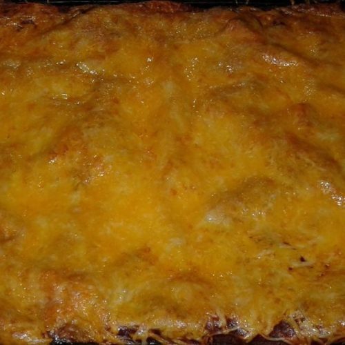 Cheesy Beef Layered Enchilada Casserole Recipe