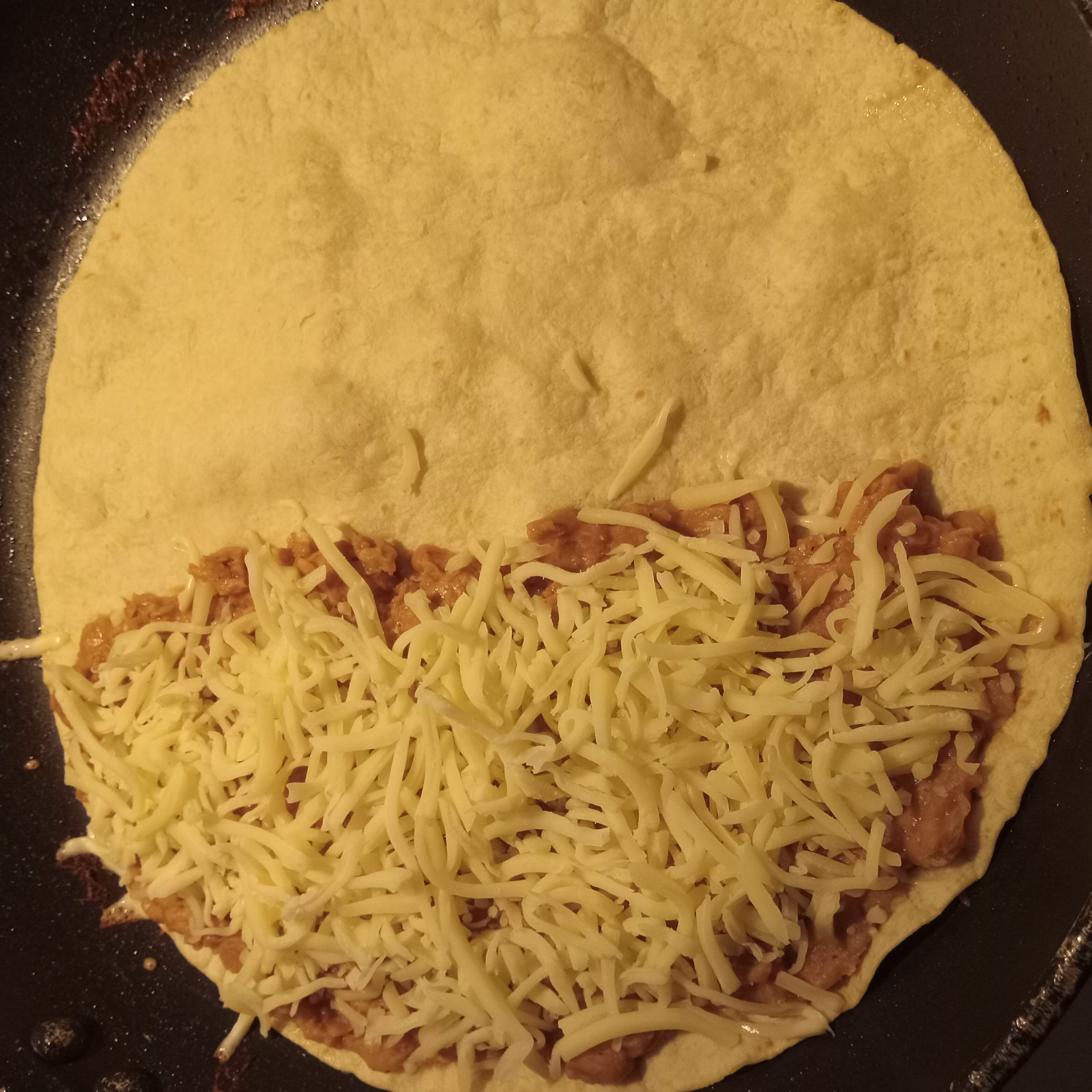 Homemade Bean & Cheese Quesadilla Cooking