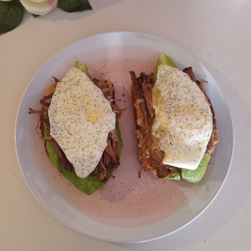 Open Face Breakfast Brisket Sandwich