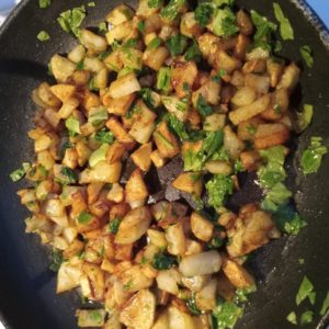 veggies frying for my southern breakfast skillet hash