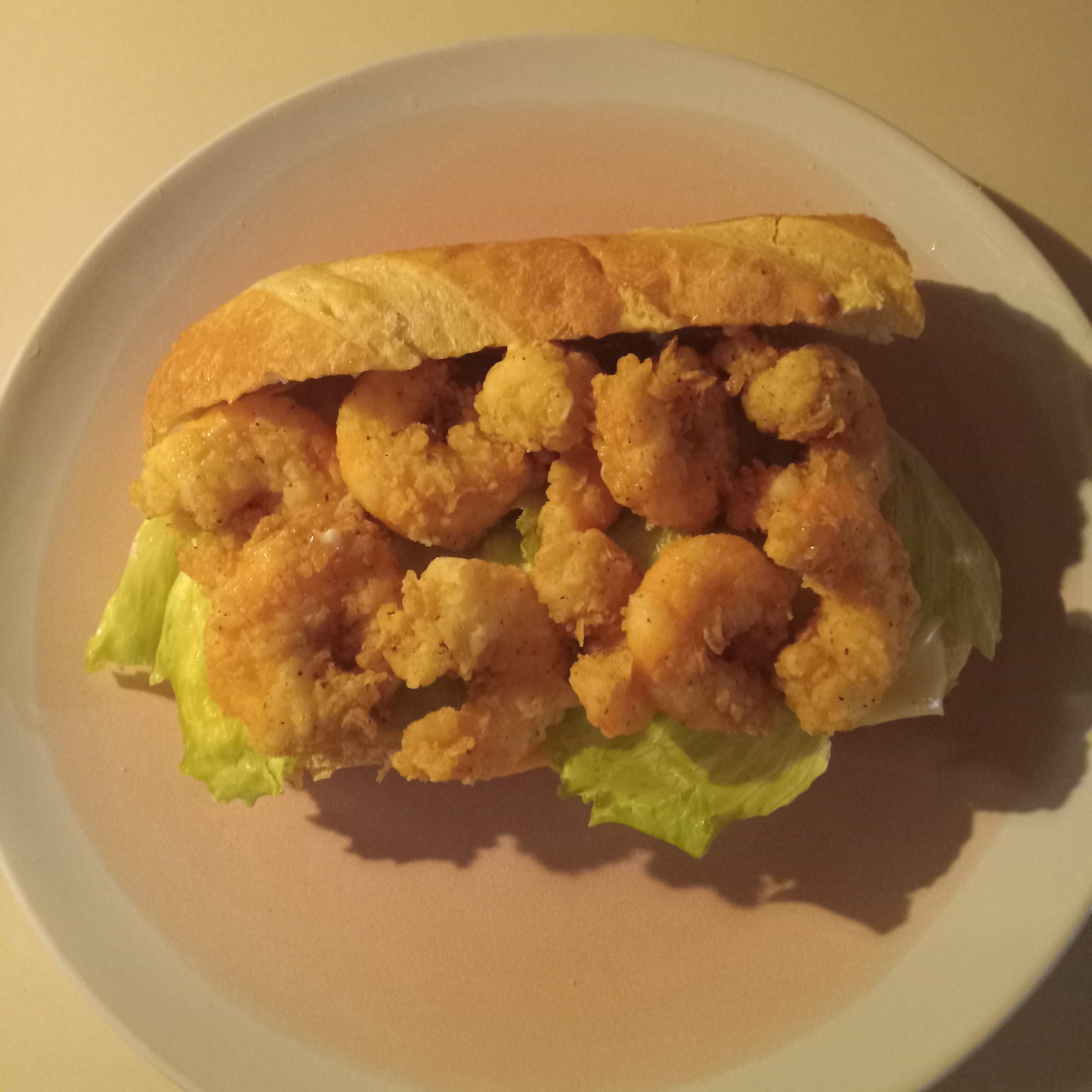 fried shrimp lettuce sub sandwich