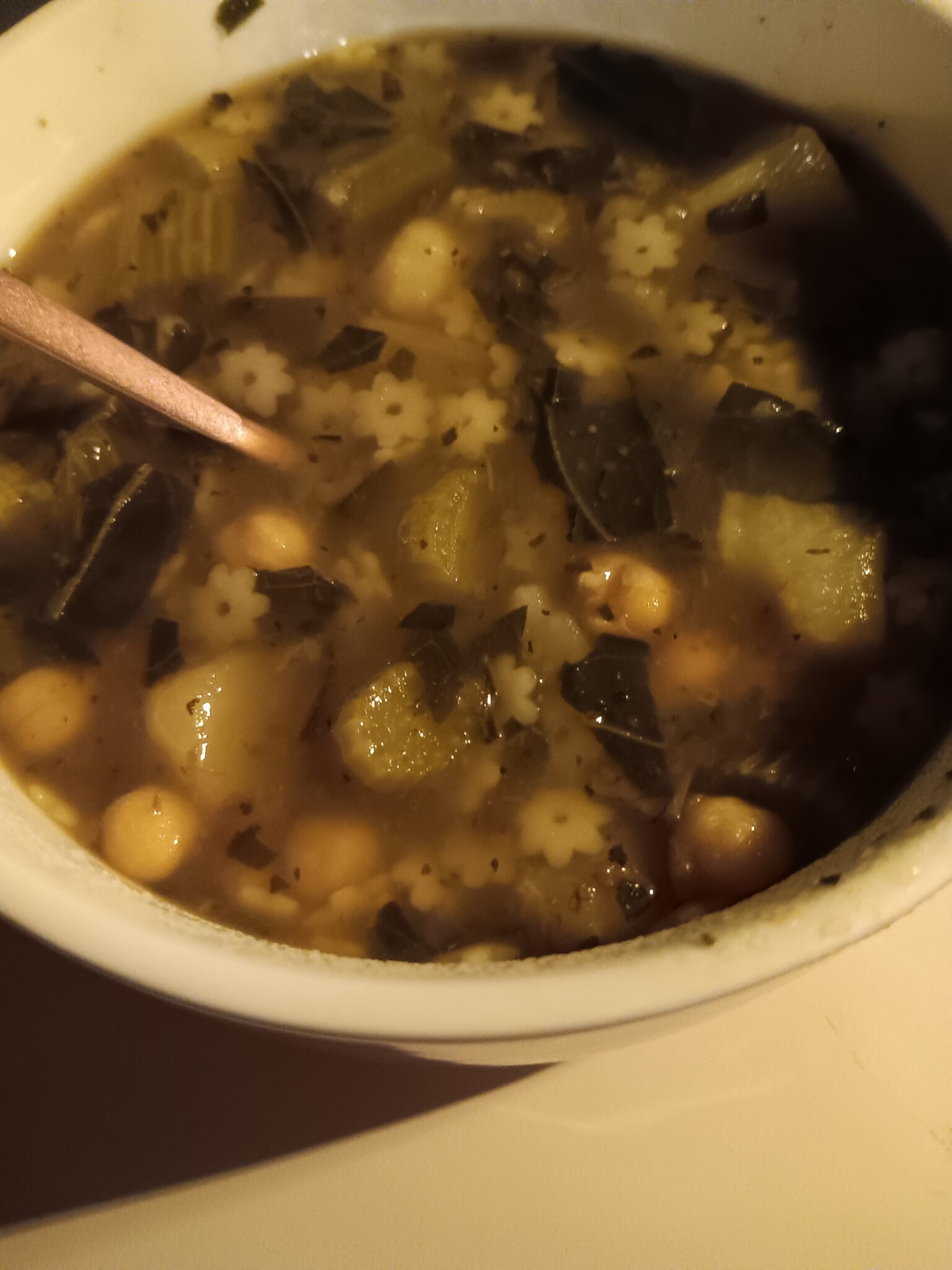 easy, healthy, delicious, chickpea, veggie, potatoes, onions, celery, greens, soup