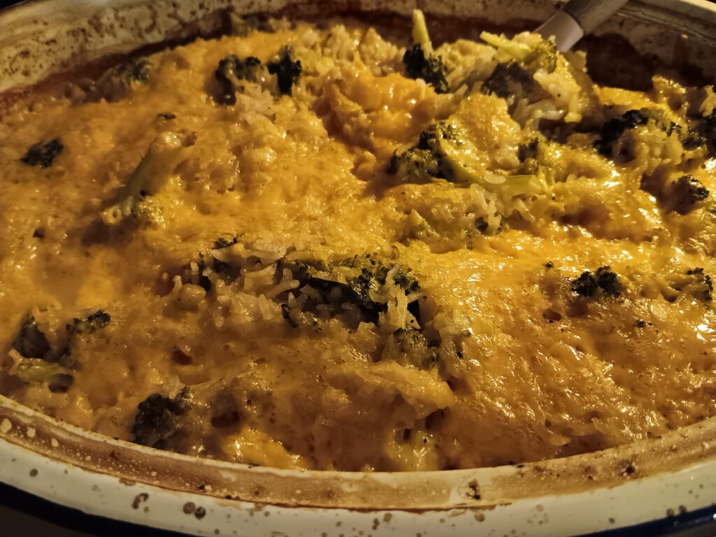 easy, cheesy, southern, broccoli, rice, casserole, bake, comfort, foods