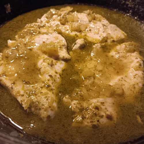 Green Chili Pesto Chicken Southern skillet recipe pesto chicken skillet green chili chicken quick weeknight meals Southern comfort food