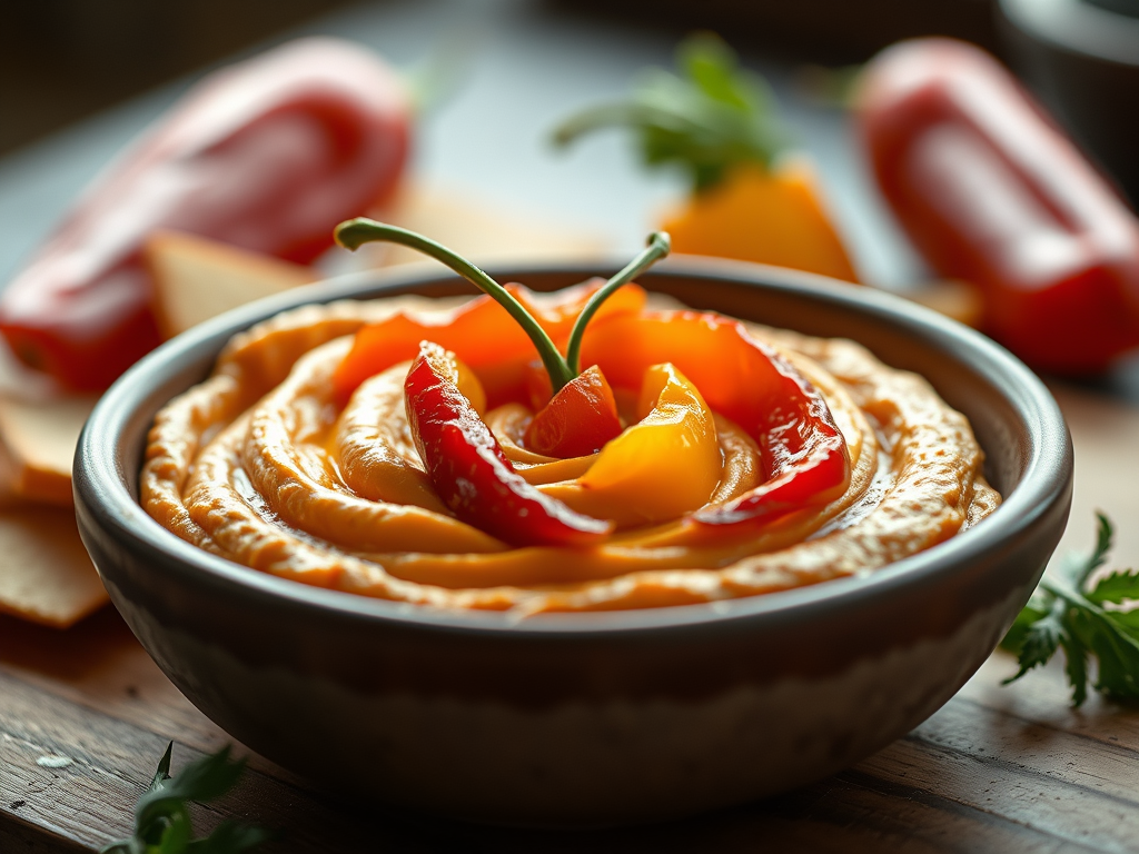 Roasted Bell Pepper Hummus Recipe Southern Style Hummus Homemade Hummus with a Twist Smoky Hummus Recipe Roasted Red Pepper Hummus Easy Hummus Dip Southern Flavored Hummus Hummus with Smoked Paprika Healthy Chickpea Dip